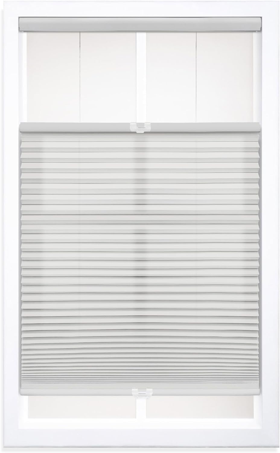 DEZ FURNISHINGS Cordless 1.5 Light Filtering Top Down Bottom Up Cellular Shade, 55.5 W x 60 H, Gray Cloud