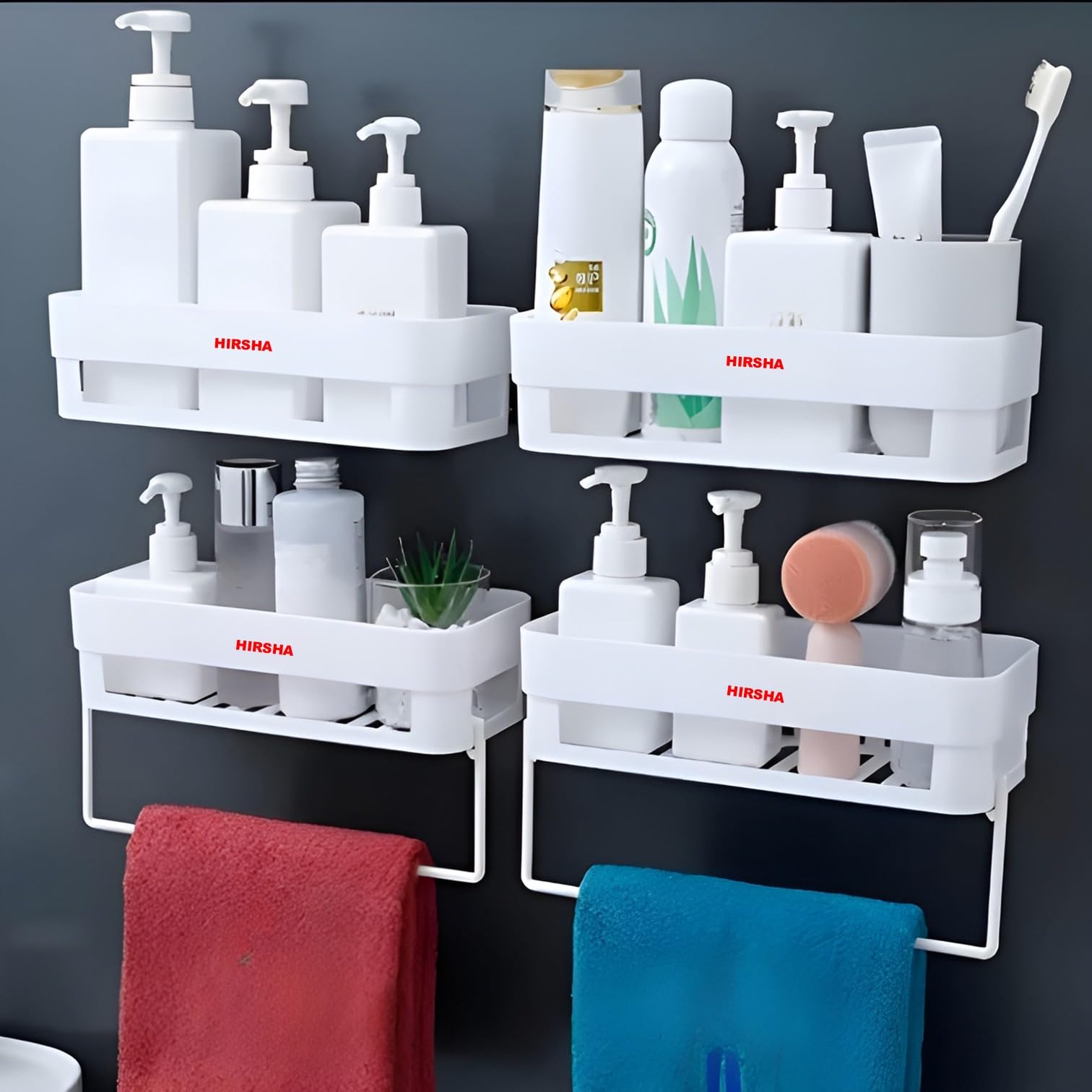 Hirsha Multipurpose WallMounted Bathroom Shelf Space Saving, Easy Install, Fast Draining & Easy Clean SelfAdhesive Bathroom Or