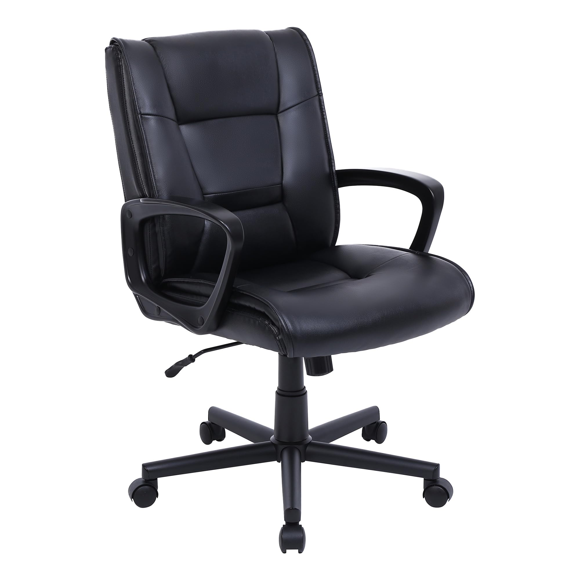 Realspace Rezzi Vegan Leather Mid-Back Manager Office Chair, Black