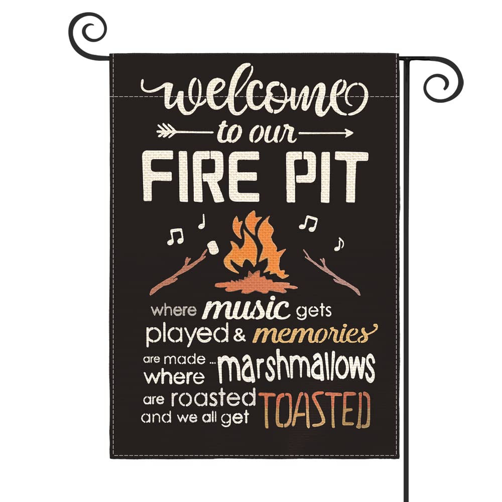Avoin Colorlife Welcome To Our Fire Pit Camping Garden Flag 12 X 18 Inch Double Sided, Rv Campsite Campfire Camper Yard Outdoor