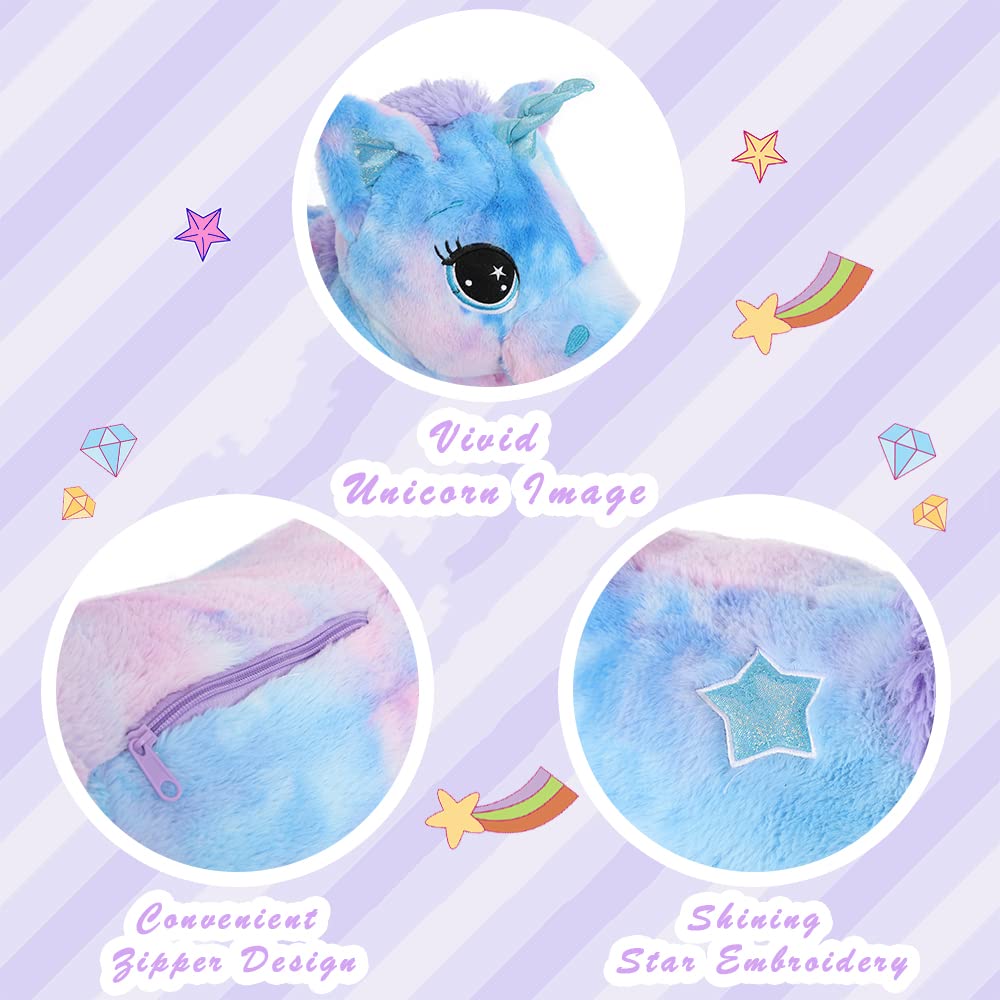 Muiteiur Giant Unicorn Stuffed Animal Xl 43.4 Inch Unicorn Stuffed Plush Pillow Blue Stuffed Unicorn Gift For Girl Boy Kid