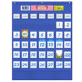 Vnom Calendar Pocket Chart Kids Calendar Learning For Preschool Classroom,119 Multiple Colorful Cards Included,26X34 Inch (Blue)