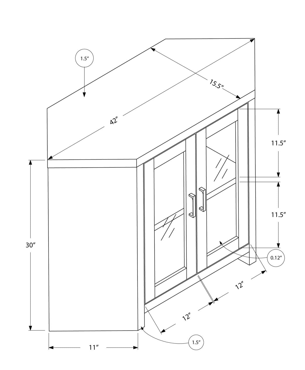 Monarch Specialties Cappuccino Corner With Glass Doors Tv Stand, 42&quot;, Brown
