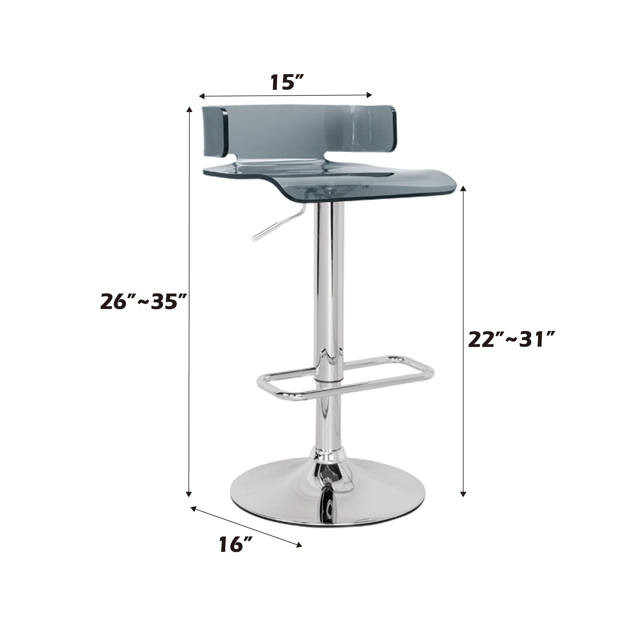 Acme Rania Swivel Adjustable Bar Stool In Gray