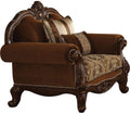 Acme Furniture Jardena Chair with 2 Pillows, Fabric & Cherry Oak
