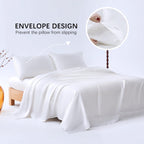 Candoury Satin Sheets Bed Set 4 Pcs, King Size Silky Bedding Set, Soft And Durable Pillowcase, Flat Sheet And Fitted Sheet, Hotel Luxury Bed Sheets Set(King, White)