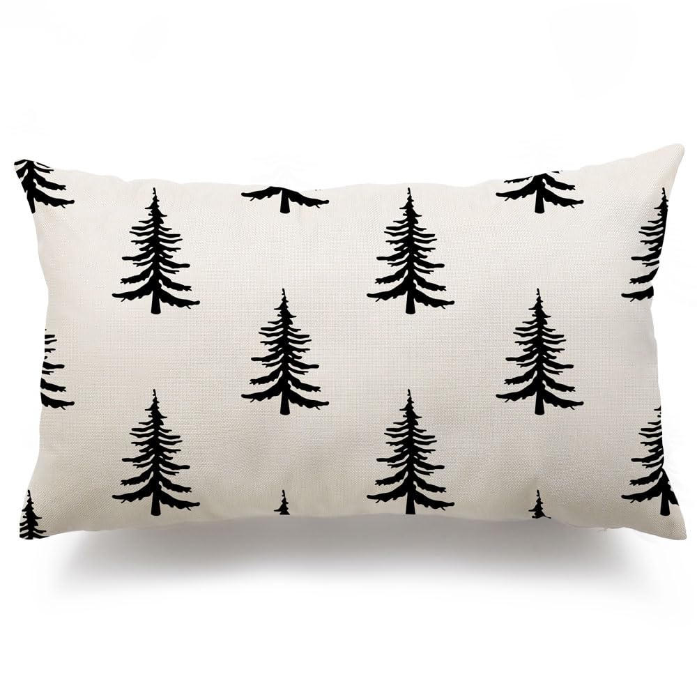 Dfxsz Christmas Pillow Covers 12X20 Inch Christmas Tree Decorative White Throw Pillow Covers Winter Famliy Decoration For Home C