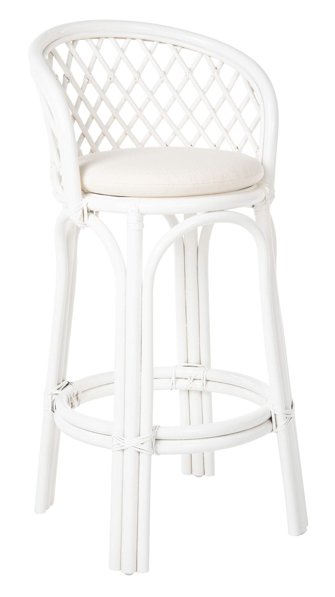 Kouboo Rattan Criss-Cross, White Kitchen Bar Stool, Height (1110169)