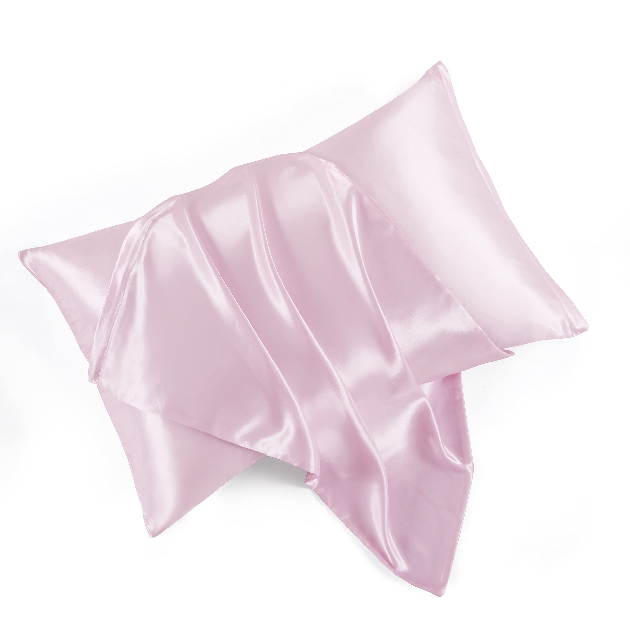 Hommxjf Satin Pillowcases With Zipper (20X30),Queen Size Pillowcases Set Of 2, Pink Silk Pillowcase For Hair And Skin