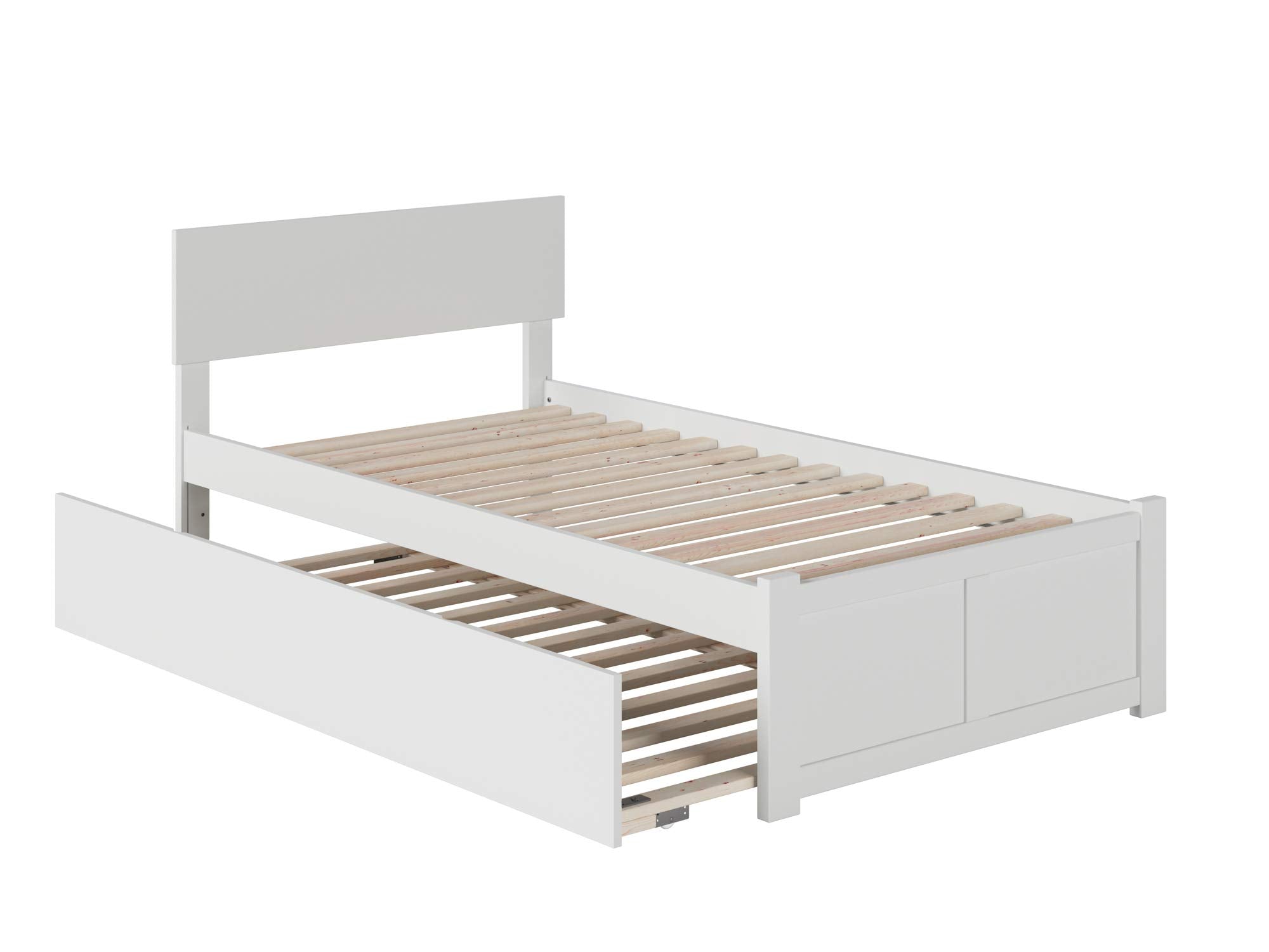 AFI Orlando Twin XL Size Platform Bed with Footboard & Twin XL Trundle in White