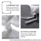 Simple&Opulence 100% Linen Duvet Cover Set With Embroidery Border Washed - 3 Pieces (1 Duvet Cover With 2 Pillow Shams) With Button Closure Soft Breathable Farmhouse - White, Queen Size