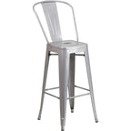 Flash Furniture Callum Commercial Grade 30" Round Silver Metal Indoor-Outdoor Bar Table Set With 4 Cafe Stools