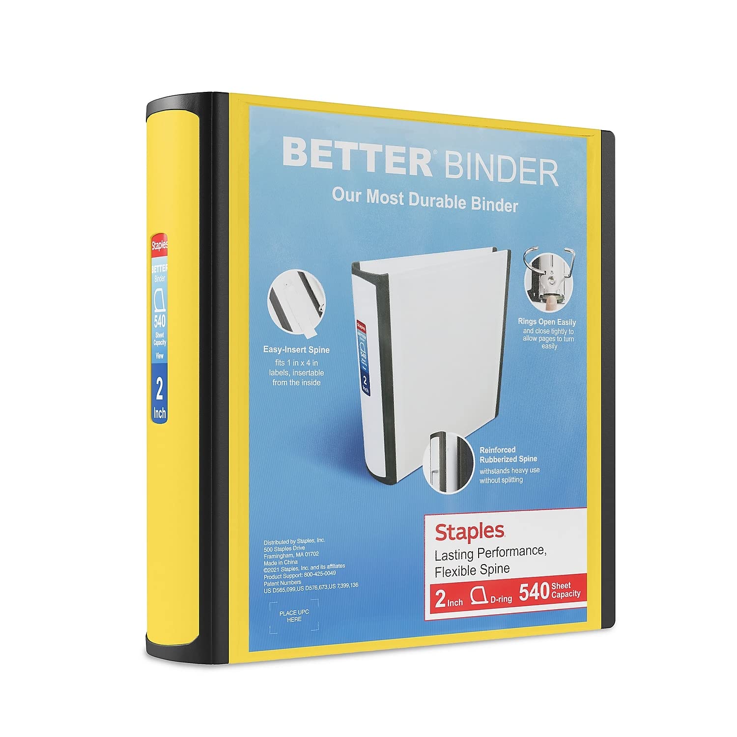 Staples Better Binder, 2-Inch, Yellow