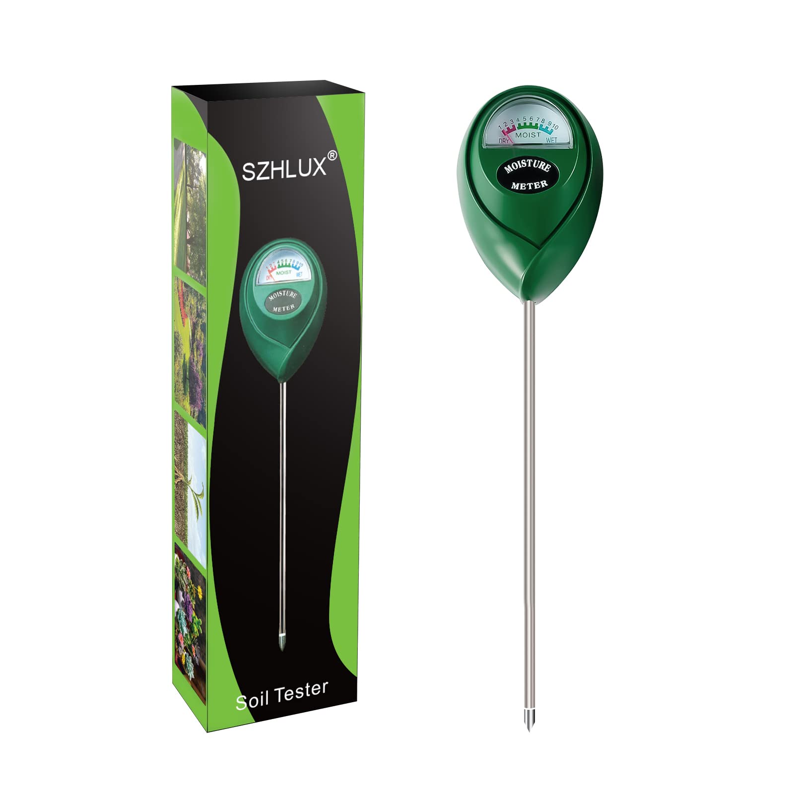 Szhlux Moisture Meter Water Monitor Soil Hygrometer Sensor Care, Lawn, Farm, Indoor & Outdoor. (Plant Gifts For Gardeners), 10.2