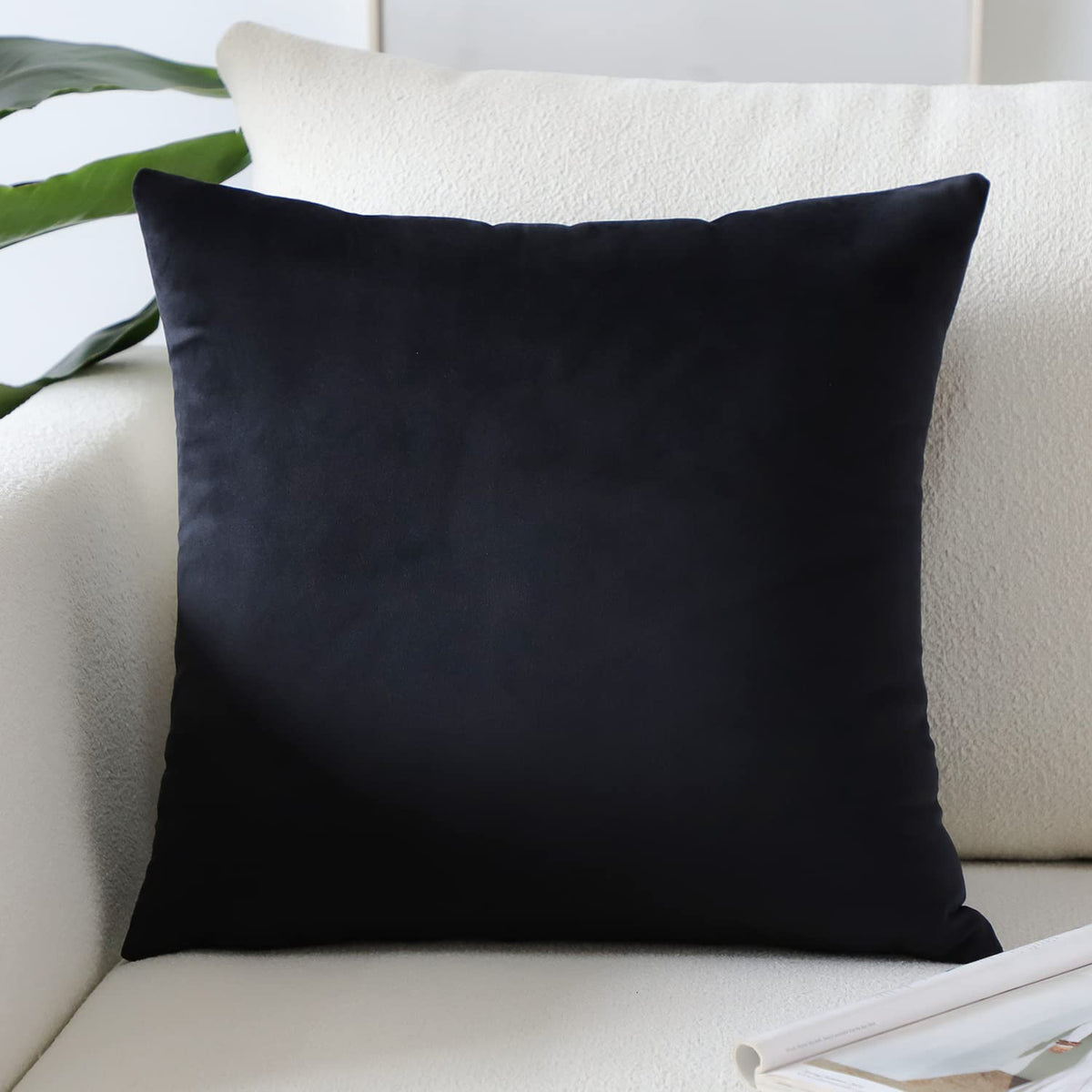 Artscope Luxury Velvet Pillow Covers Super Soft Decorative Square Throw Pillow Covers Case Cushion Covers For Sofa Couch Bedroom Car Decor 18X18 Inch Black