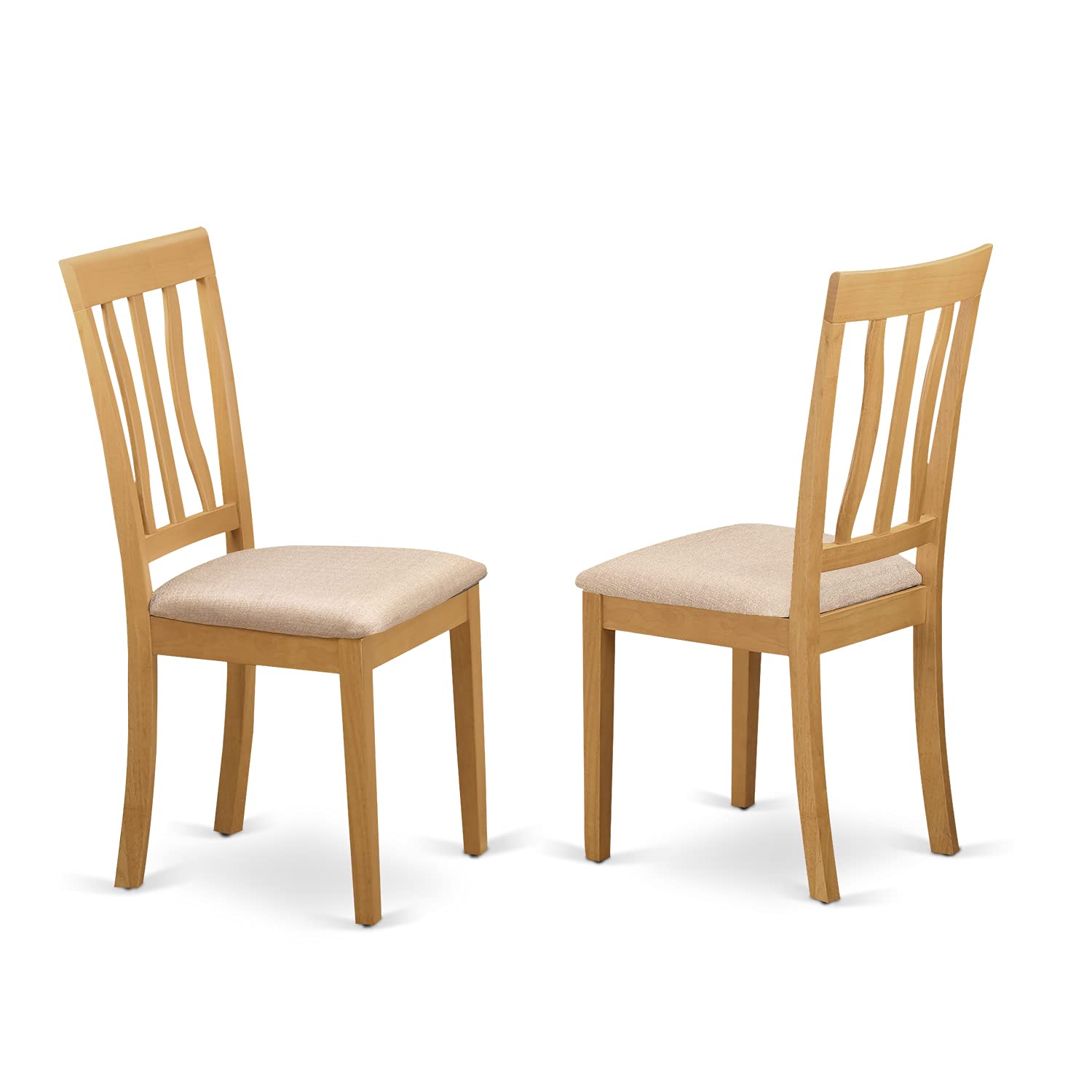 East West Furniture ANTI5-OAK-C 5 Piece Dining Room Table Set Includes a Round Wooden Table with Pedestal and 4 Linen Fabric Kitchen Dining Chairs, 36x36 Inch, Oak
