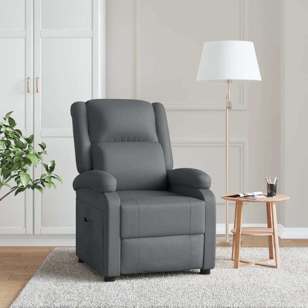 vidaXL Stylish Modern Recliner Chair - Anthracite Faux Leather - Foam Filled for High Comfort - Robust Metal & Polyurethane Blend - Perfect Relaxation Furniture