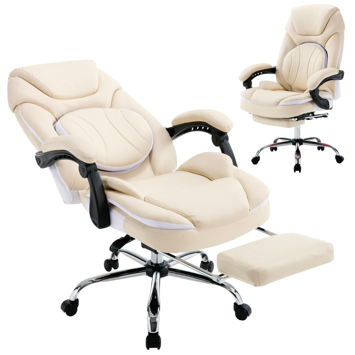 Linting 350Lbs Ergonomic Reclining Executive Office Chairs With Footrest Back Support For Women Wide Seat Comfortable Padded Rec