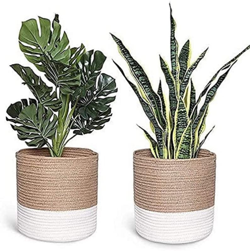 Bucket fly Jute Cotton Storage Basket, Rectangle case for Closet, Packing Organizer Box Handwoven EcoFriendly Foldable Storage