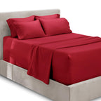 Hearth & Harbor Bed Linen Set - King Size, 6 Piece, Extra Deep Pocket, Burgundy, Microfiber