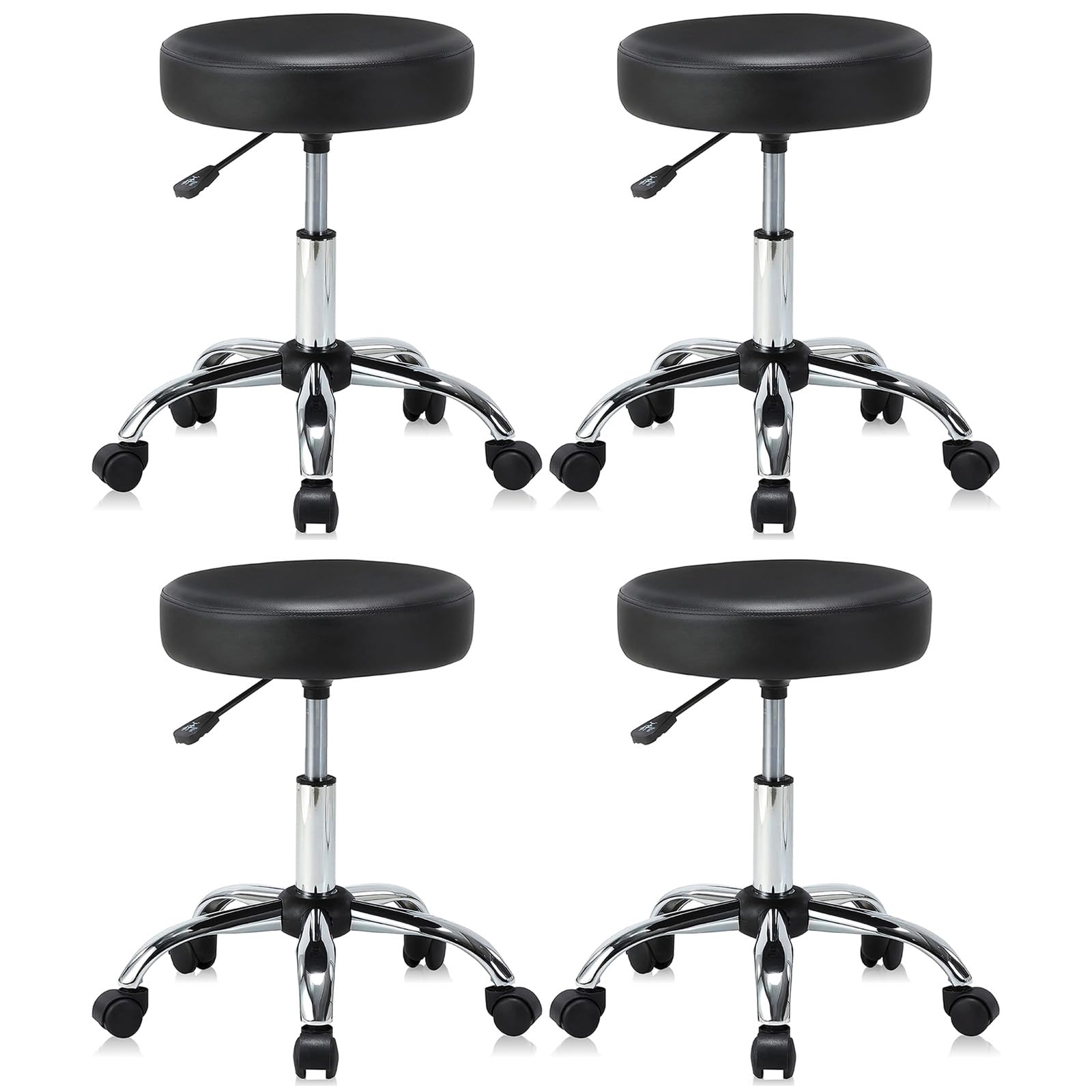 KLASIKA Adjustable Hydraulic Rolling Swivel Stool Chair with Cushion and Wheels, PU Leather Rotating Stool Chair for Office Salo