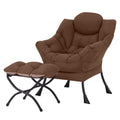 Welnow Lazy Chair With Ottoman, Modern Lounge Accent Armchair With Armrests And A Side Pocket, Leisure Sofa Armchair Set, Readin