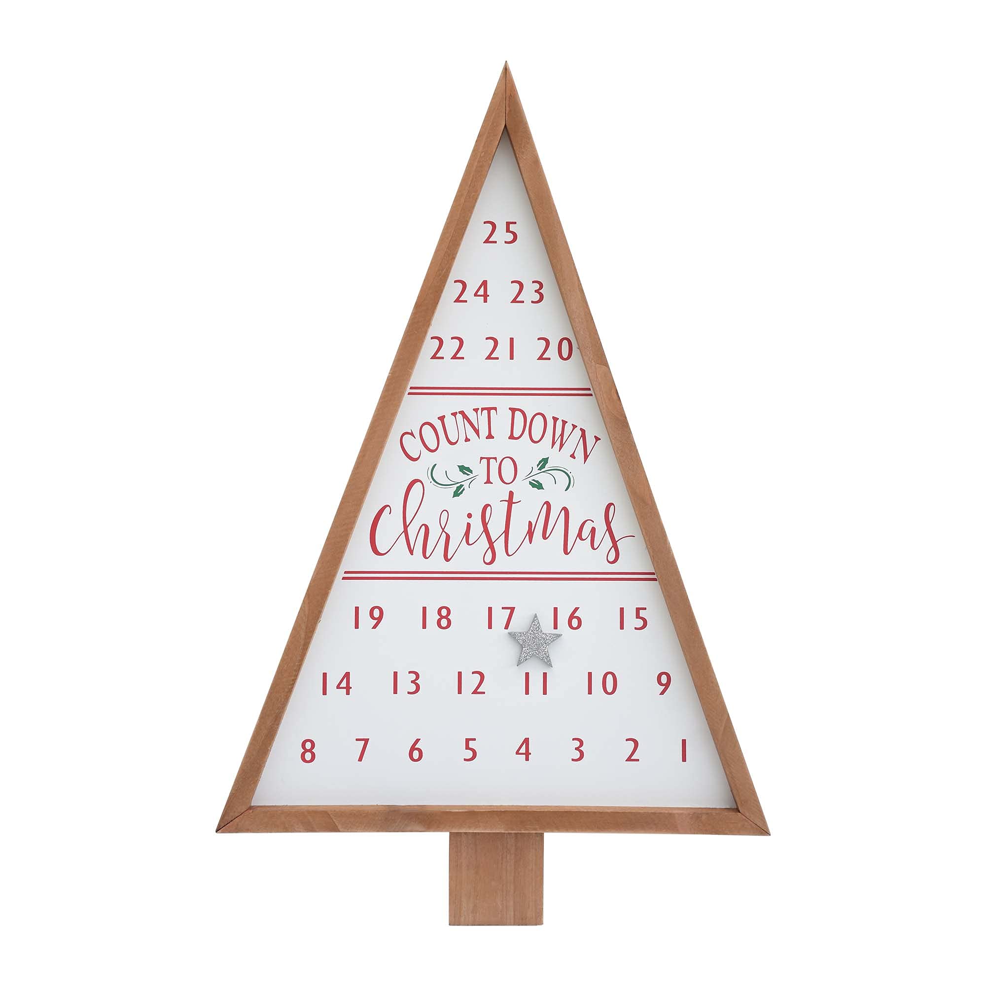 Paris Loft Christmas Countdown, Countdown to Christmas Advent Calendar, Wooden Christmas Tree Sign with Star Magnet, Framed Tree