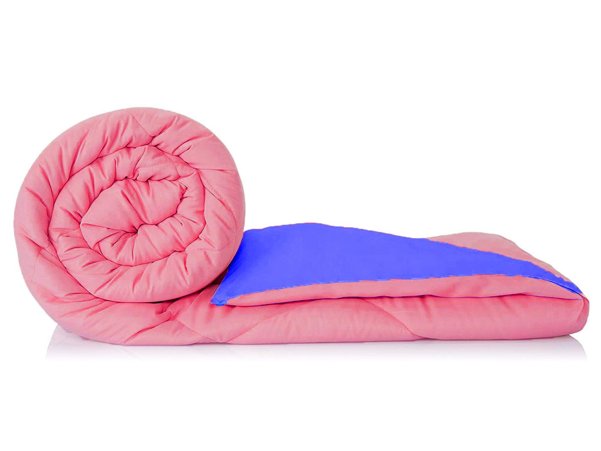 Casa Copenhagen 200Tc Soft Microfibre Reversible Comforter Single Bed Peach Pink & Stone Blue