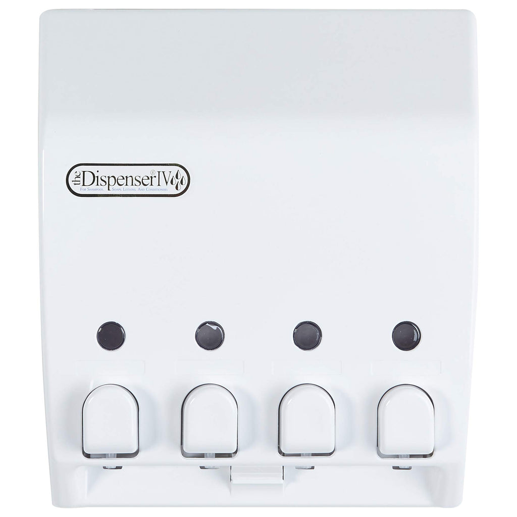 Better Living Classic Shower Dispenser - 4-Chamber Shampoo & Soap Dispenser, 4 x 14.5 fl. oz., White, Compact Design for Bathroom