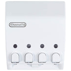 Better Living Classic Shower Dispenser - 4-Chamber Shampoo & Soap Dispenser, 4 x 14.5 fl. oz., White, Compact Design for Bathroom