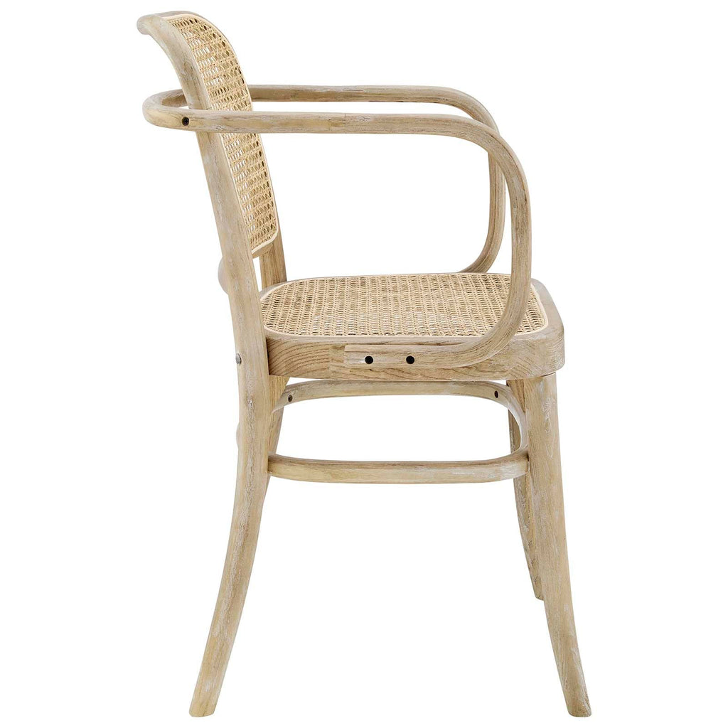 Modway Winona Elm Wood Dining Chair with Cane Rattan Seat, Gray