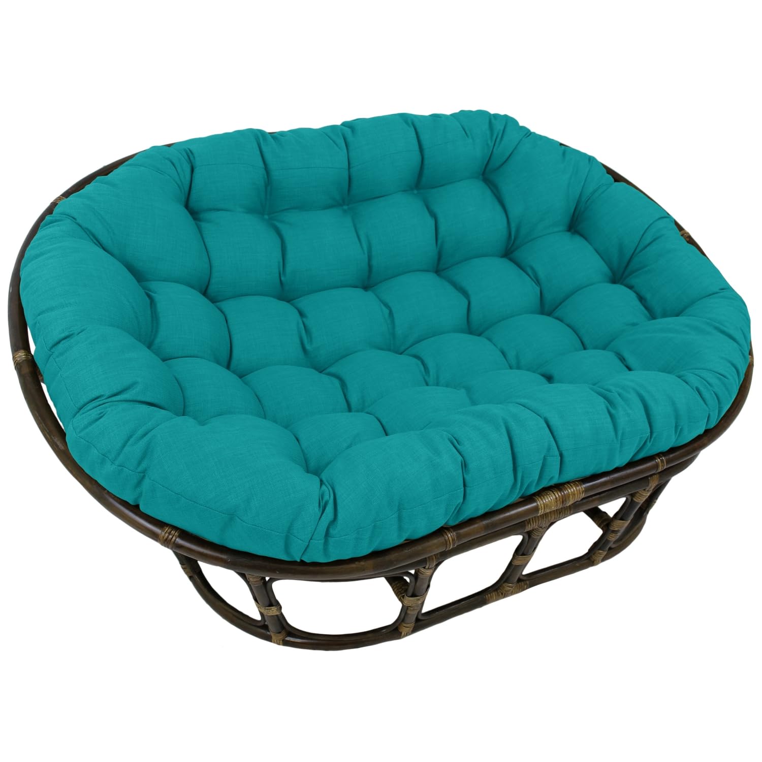 International Caravan Bali Rattan Double Papasan Chair with Solid All-Weather Cushion Mocha