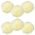 WYZworks Set of 6 - Ivory 10 - (6 Pack) Tissue Pom Poms Flower Party Decorations for Weddings, Birthday, Bridal, Baby Showers, N