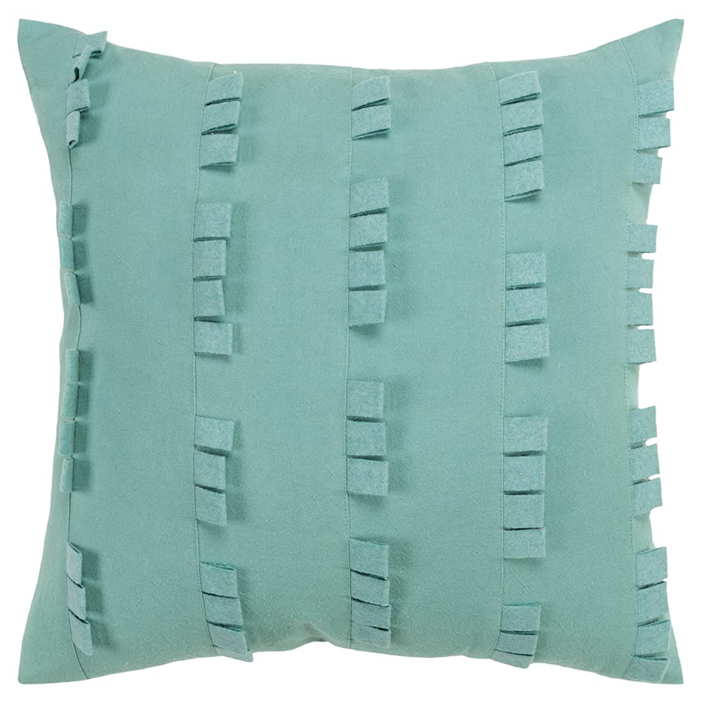 Rizzy Home Donny Osmond Stripe 20" X 20" Poly Filled Pillow With Cotton Canvas Cover-Aqua