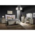Best Quality Furniture Venetian 3Pc (Eastern King Bed And Vanity Set), Champagne