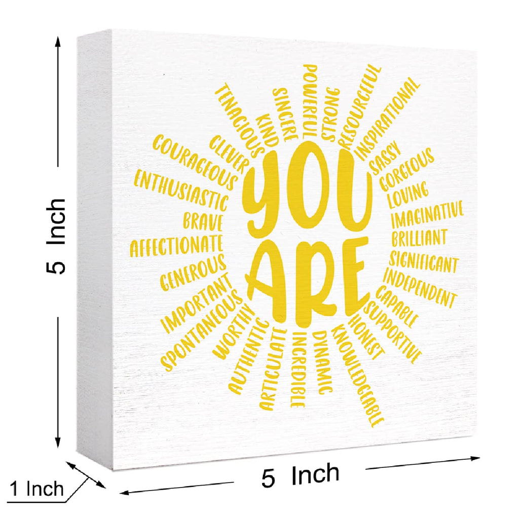 Inspirational Wood Box Sign You Are Sun Wooden Block Signs Motivational Quote Desk D  Cor For Home Office Bedroom Table D  Cor