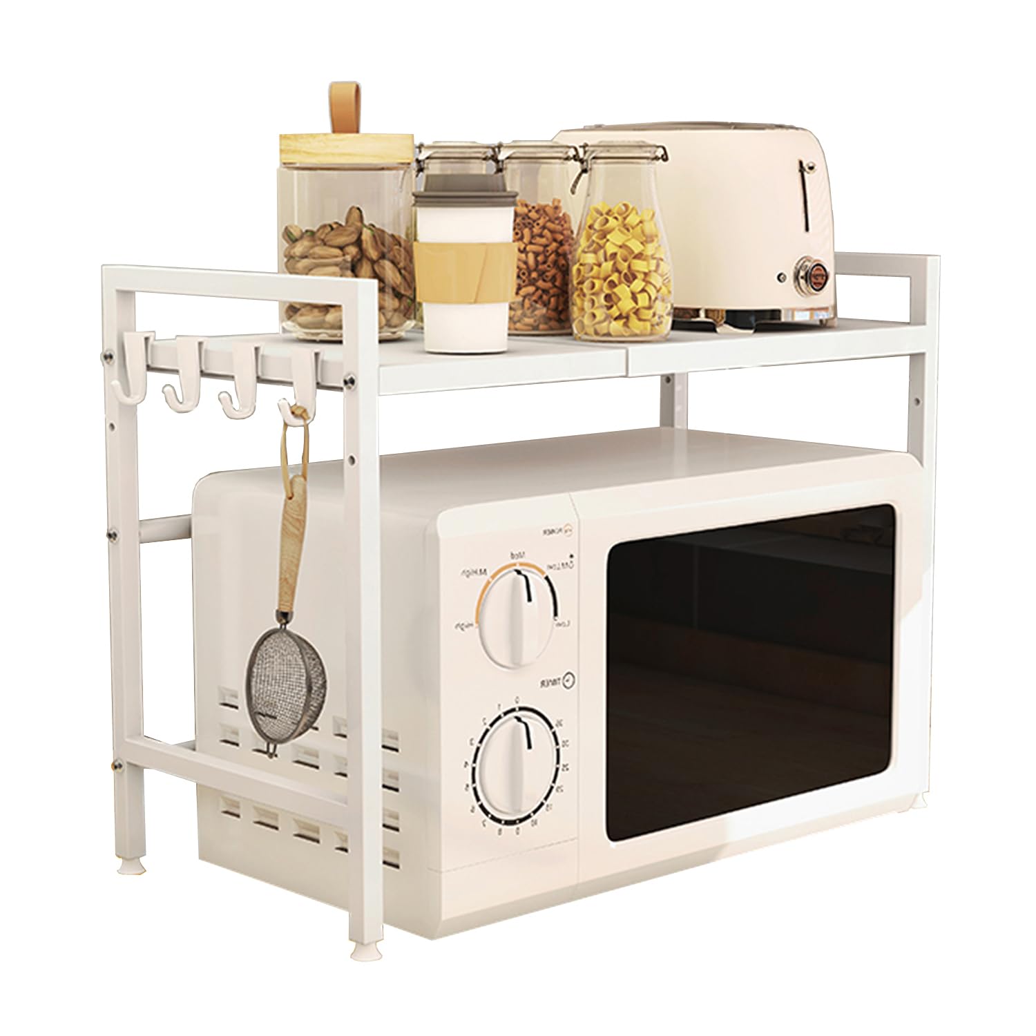 Loyalkbs Countertop Microwave Oven Rack, 2 Tier Adjustable Shelf For Microwave Stand Rack Countertop, Extendable Kitchen Microwa