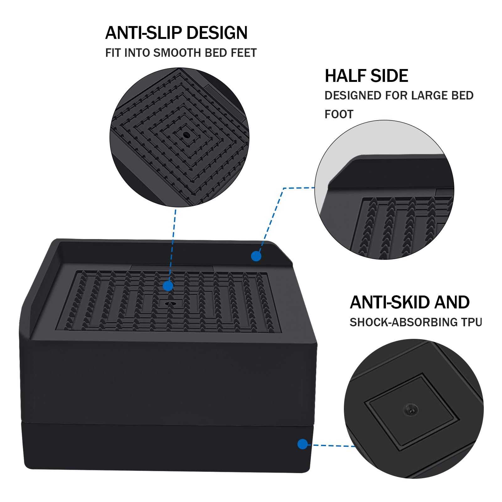 Annkut Bed Risers 1.5 Inch Heavy Duty, Furniture Risers For Bed Sofa Table And Couch Lifting,Square Adjustable Risers Blocks, Su