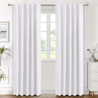 H.Versailtex White Curtains Thermal Insulated Window Treatment Panels Room Darkening Privacy Assured Drapes For Living Room Back Tab/Rod Pocket Bedroom Draperies, 42 X 84 Inch, 2 Panels