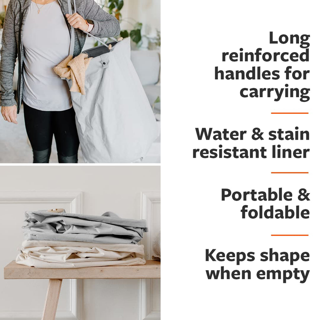 Full Circle Loads Of Fun Collapsible Hamper - Laundry Basket For Dirty Clothes & Towels- Tall Standing Organic Cotton Laundry Ba