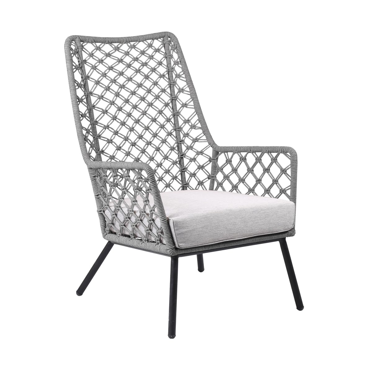 HomeRoots 490229 Gray & Black Metal Side Chair with Cushion