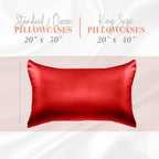 Elegant Comfort Silky And Luxurious 2-Piece Satin Pillowcase Set For Healthier Skin And Hair, Hidden Zipper Closure And Beautifully Packaged, Satin Pillowcase Set, King, Red