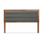 Baxton Studio Dexter Modern and Contemporary Dark Grey Fabric Upholstered and Walnut Brown Finished Wood Full Size Headboard