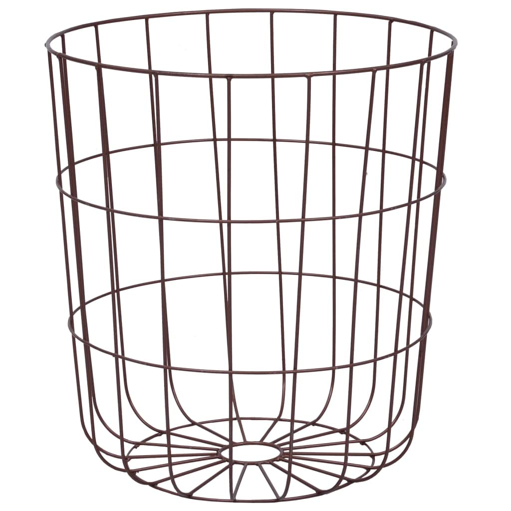 vidaXL Scandinavian Round Coffee Table with Removable Top, Dual-Function as Side Table and Storage Basket, Made from MDF and Metal, Brown Copper Finish, Dimension - Diameter: 15.6&quot; Height: 16.7&quot;