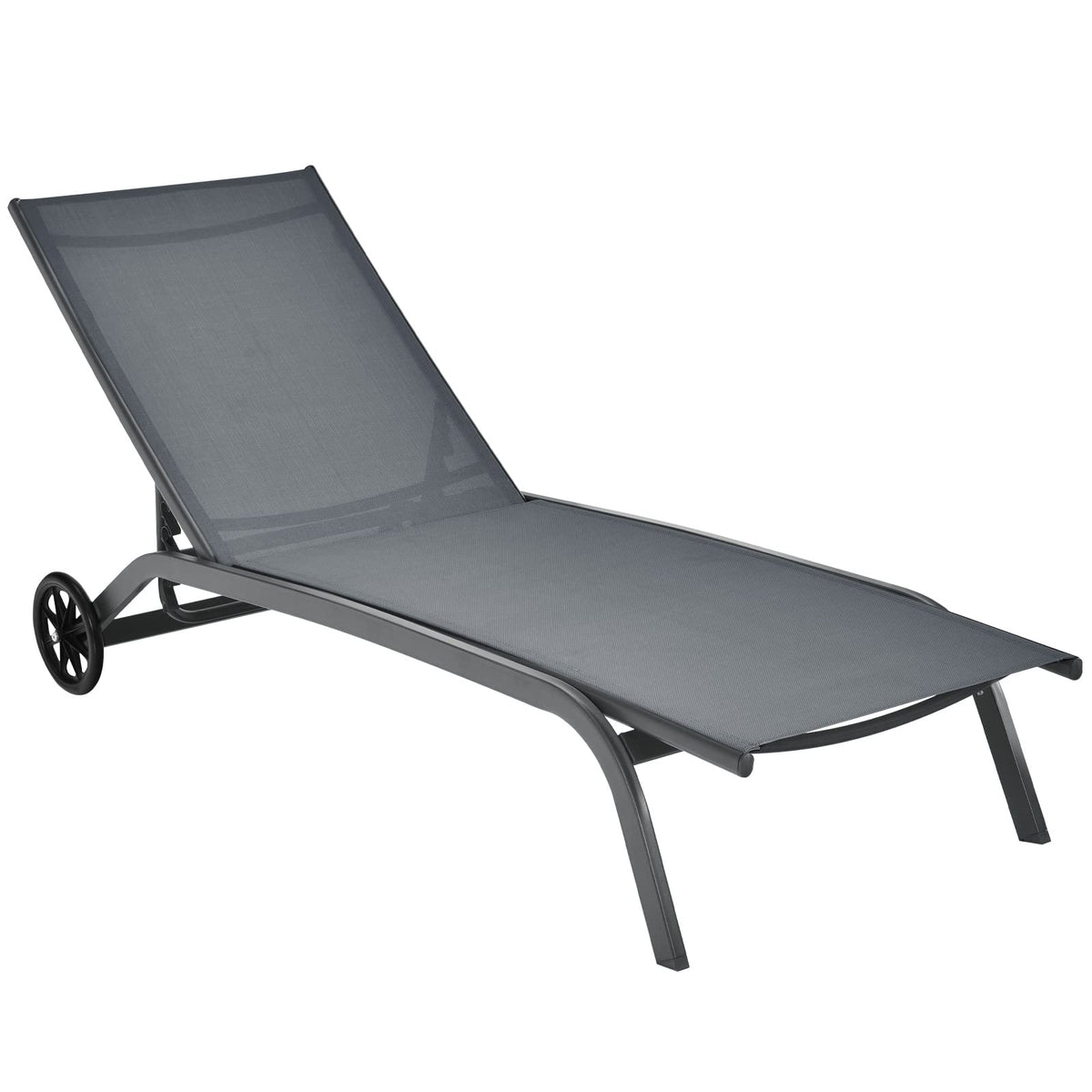Giantex Patio Lounge Chairs For Pool Area, Outdoor Chaise Lounger With 6 Adjustable Position Smooth Wheels And Quick-Drying Fabric, Lawn Recliner For Backyard, Garden Sunbathing Chair (1, Gray)