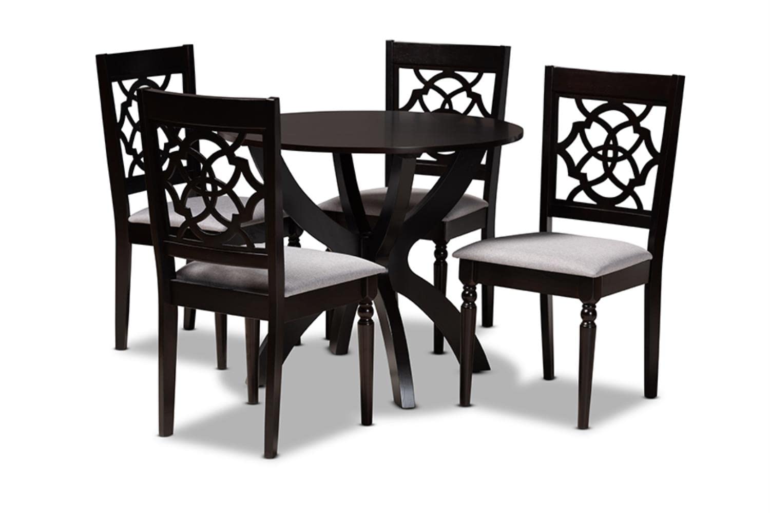 Baxton Studio Tonia Modern and Contemporary Grey Fabric Upholstered and Dark Brown Finished Wood 5-Piece Dining Set
