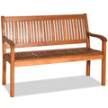 Tangkula Outdoor Wood Bench, Two Person Solid Wood Garden Bench W/Curved Backrest And Wide Armrest, Large Bench For Patio Porch Poolside Balcony, 50' W X 25' D X 36' H (Natural)