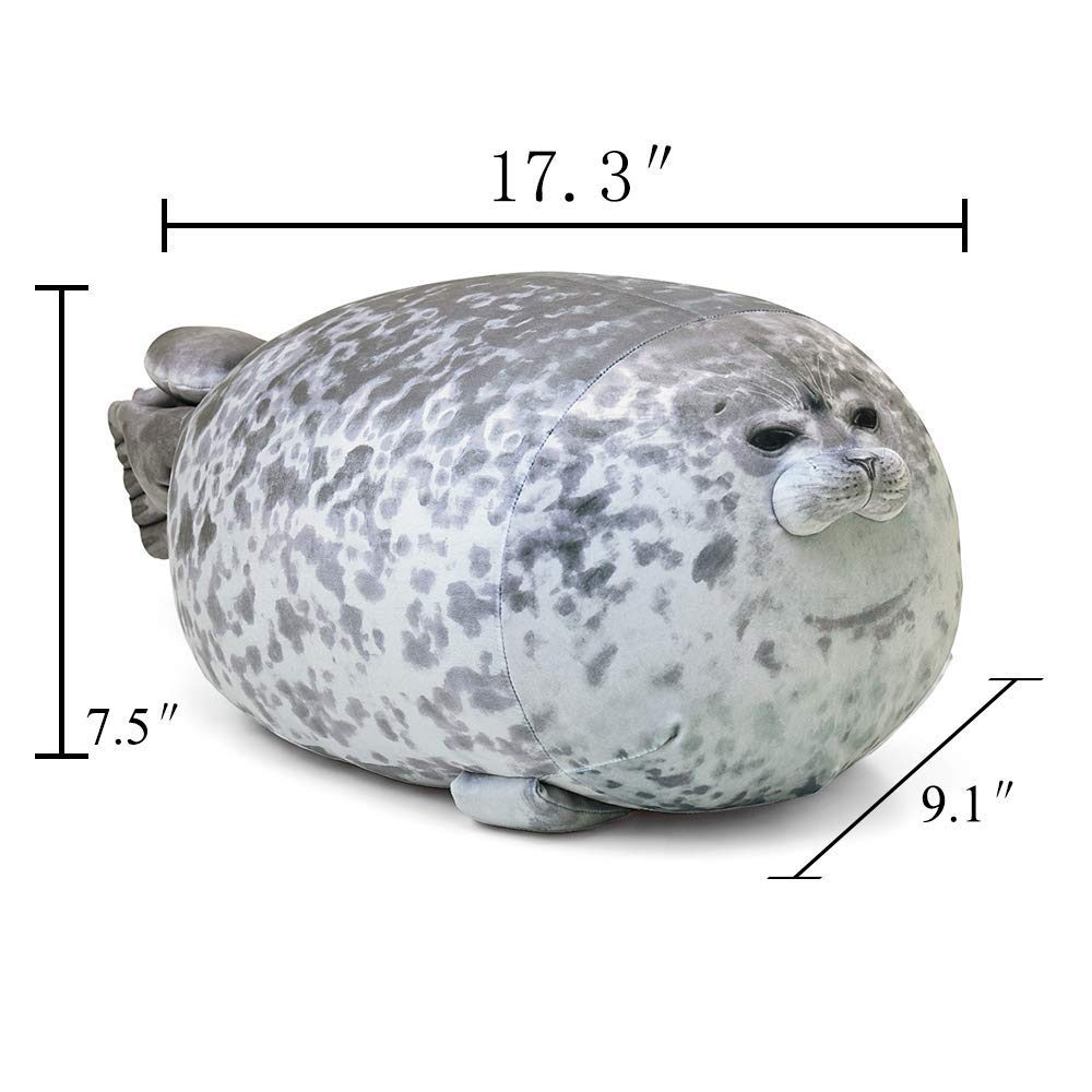 Seal Pillow, Chubby Blob Seal Plush Pillow Stuffed Animal Toy Cute Plushies Ocean Pillows (Medium)