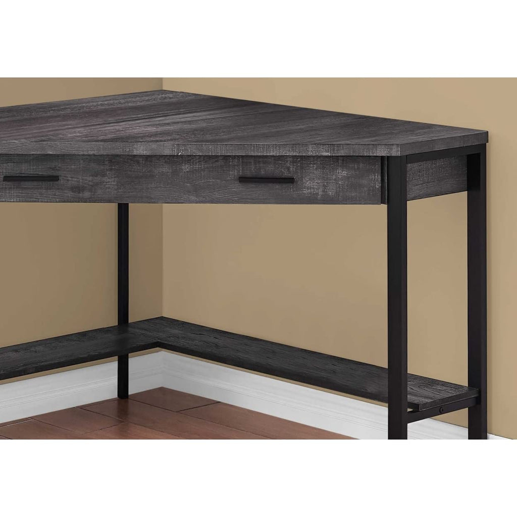 HomeRoots Decor 42-inch X 42-inch X 30-inch Black Reclaimed Wood Corner Computer Desk