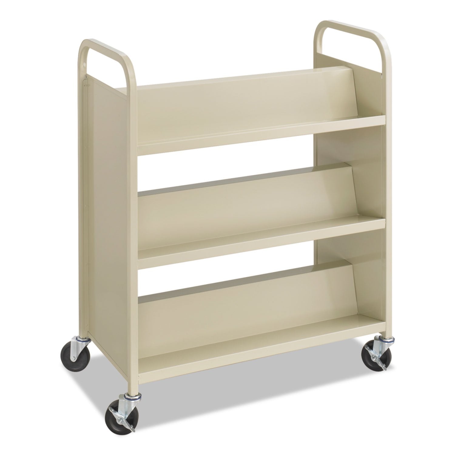 Safco - Steel Slant Shelf Book Cart Six-Shelf 36W X 18-1/2D X 43-1/2H Sand &quot;Product Category: Breakroom And Janitorial/Utility Carts&quot;